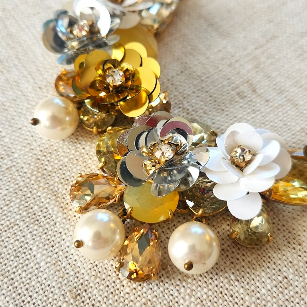 J. Crew Sequin Paillete Blooms in Nuetrals